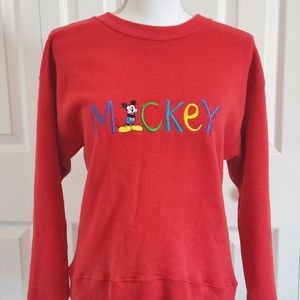 Disney Mickey & Co Crewneck Sweatshirt Spellout Embroidered Vtg Y2K